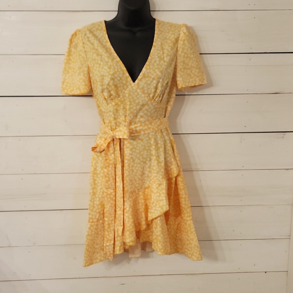 Shein small yellow floral dress ruffles!!